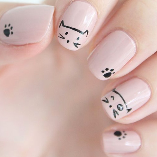 Purrfect Meow Nails - 28 Nails Featuring Cats On Them! - HashtagNailArt.com
